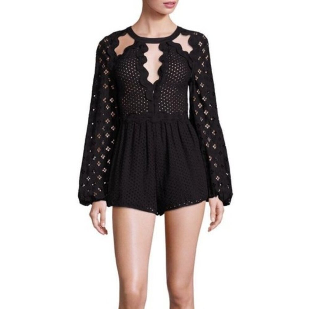 Alice McCall In The Night Black Lace Playsuit Romper Size XS/2 see measurements